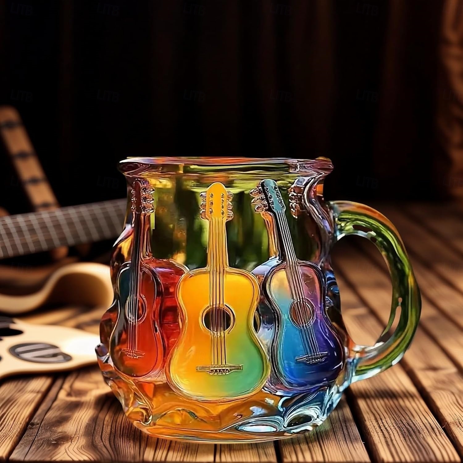 bemalte Buchtasse 300ml/10oz Gitarren-Kaffeetasse Buch-Kaffeetasse einzigartige bunte Glasbücher Stapel-Kaffeetasse Sammlung Geschenk 2025 - $23.99 –P11