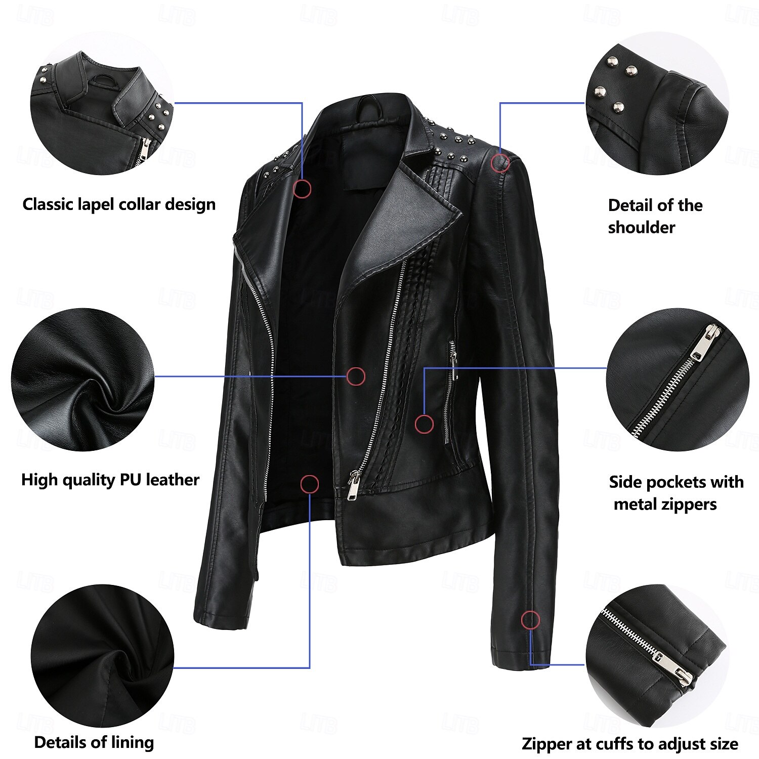 Per donna Giacca in Ecopelle Confortevole Tasca Cerniera completa Moda Stile da Strada Semplice All'aperto Casual Quotidiano Regolare Collo alla coreana Vestibilità regolare Manica Lunga Capispalla del 2025 a $44.99 –P6