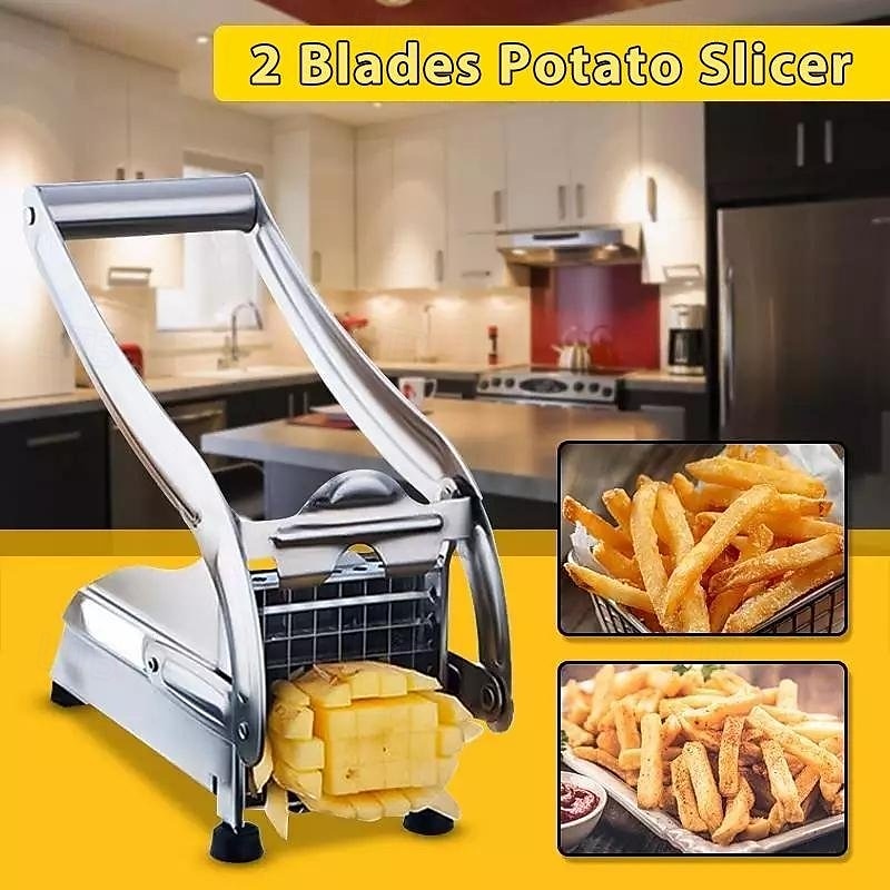 Pommes frites potetgullkutter multifunksjonell grønnsaksskjærer i rustfritt stål for hjemmekjøkken enkelt stripeskjæreverktøy for poteter, agurker og andre grønnsaker praktisk bruk 2025 - $22.99 –P8