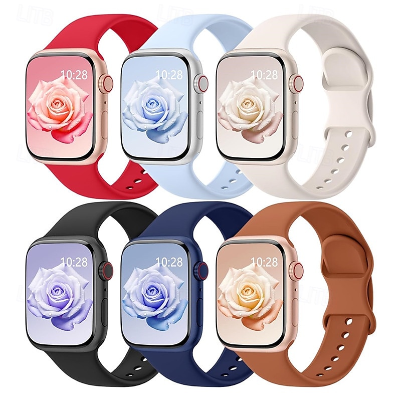 6 Trousses Bracelet Sport Compatible avec Bracelet Apple Watch 38mm 40mm 41mm 42mm 44mm 45mm 49mm Mignon Silicone Bracelet de remplacement pour iwatch Ultra 2 Série 9 8 7 SE 6 5 4 3 2 1 de 2025 ? $16.99 –P11
