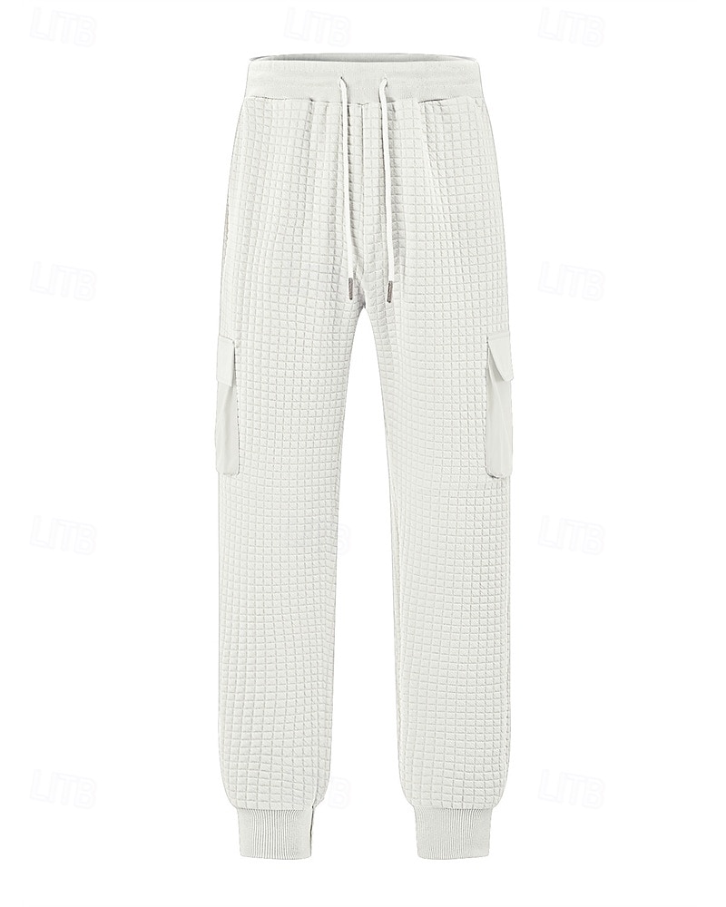 Men's Cargo Sweatpants Sweatpants Joggers Trousers Waffle Pants Drawstring Elastic Waist Multi Pocket Plain Comfort Daily Sports Outdoor Fashion Casual Wine Khaki Micro-elastic 2026 - $21.99 –P15