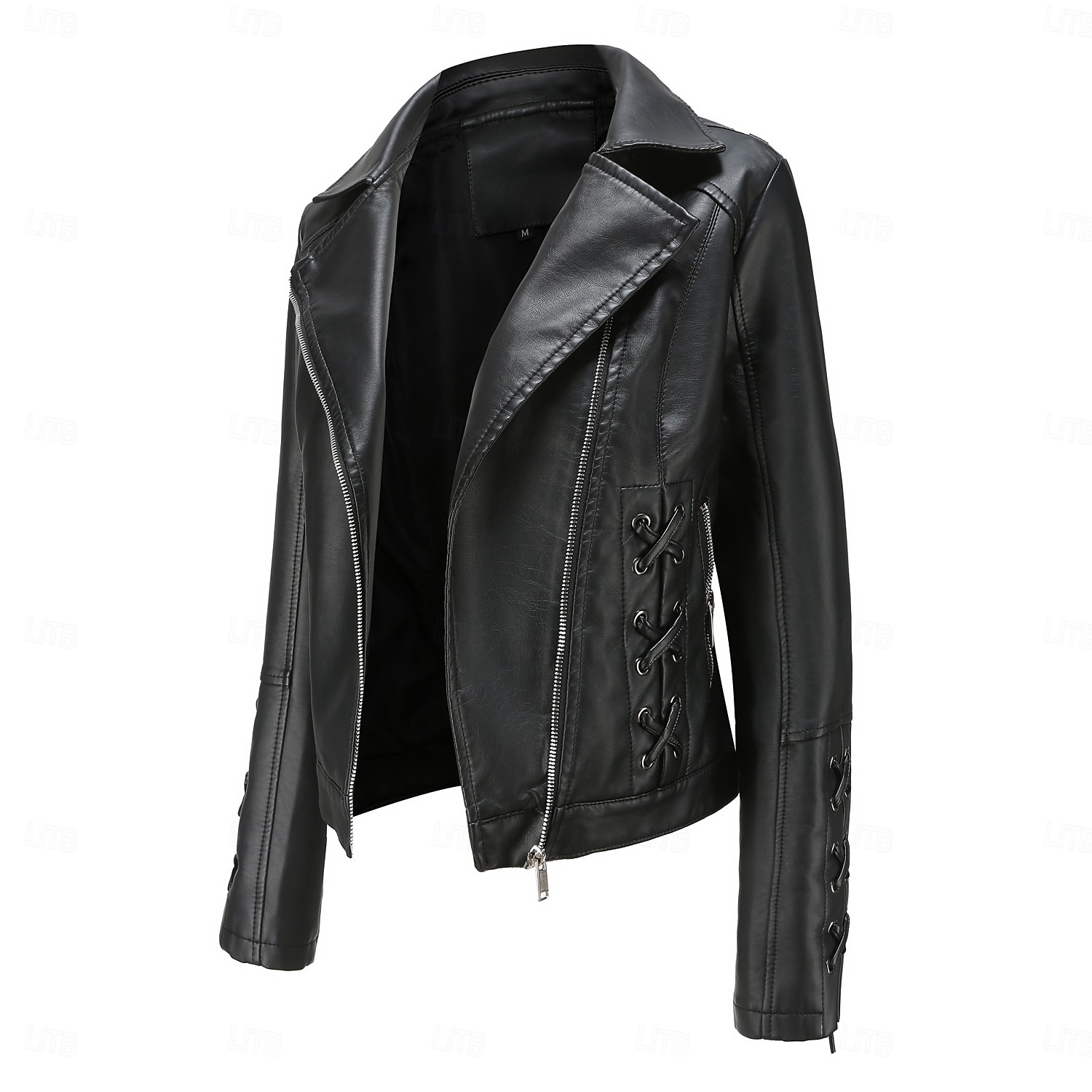 Women's Faux Leather Jacket Comfortable Full Zip Fashion Street Style Plain Outdoor Casual Daily Regular Turndown Regular Fit Long Sleeve Outerwear Black Red Green Spring Fall 2025 - $43.99 –P19