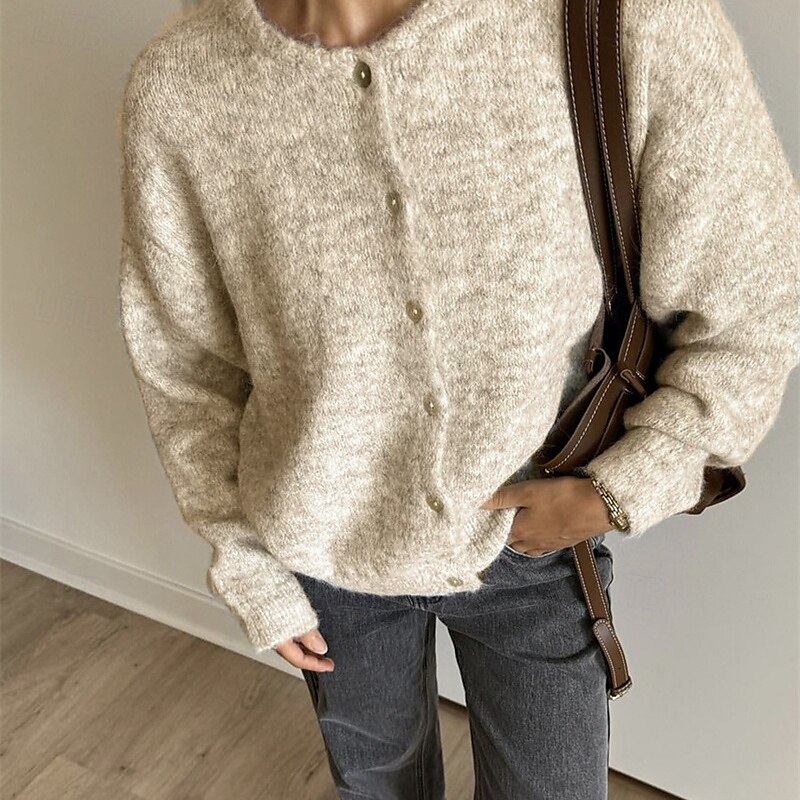 Dames Trui Vest Modieus Streetwear Dagelijks Effen Kleur Geribd Open voorzijde Gebreid Lange mouw Normale tops breien Feestdagen Uitgaan Weekend Wit Rood Herfst Winter 2025 - $31.99 –P6