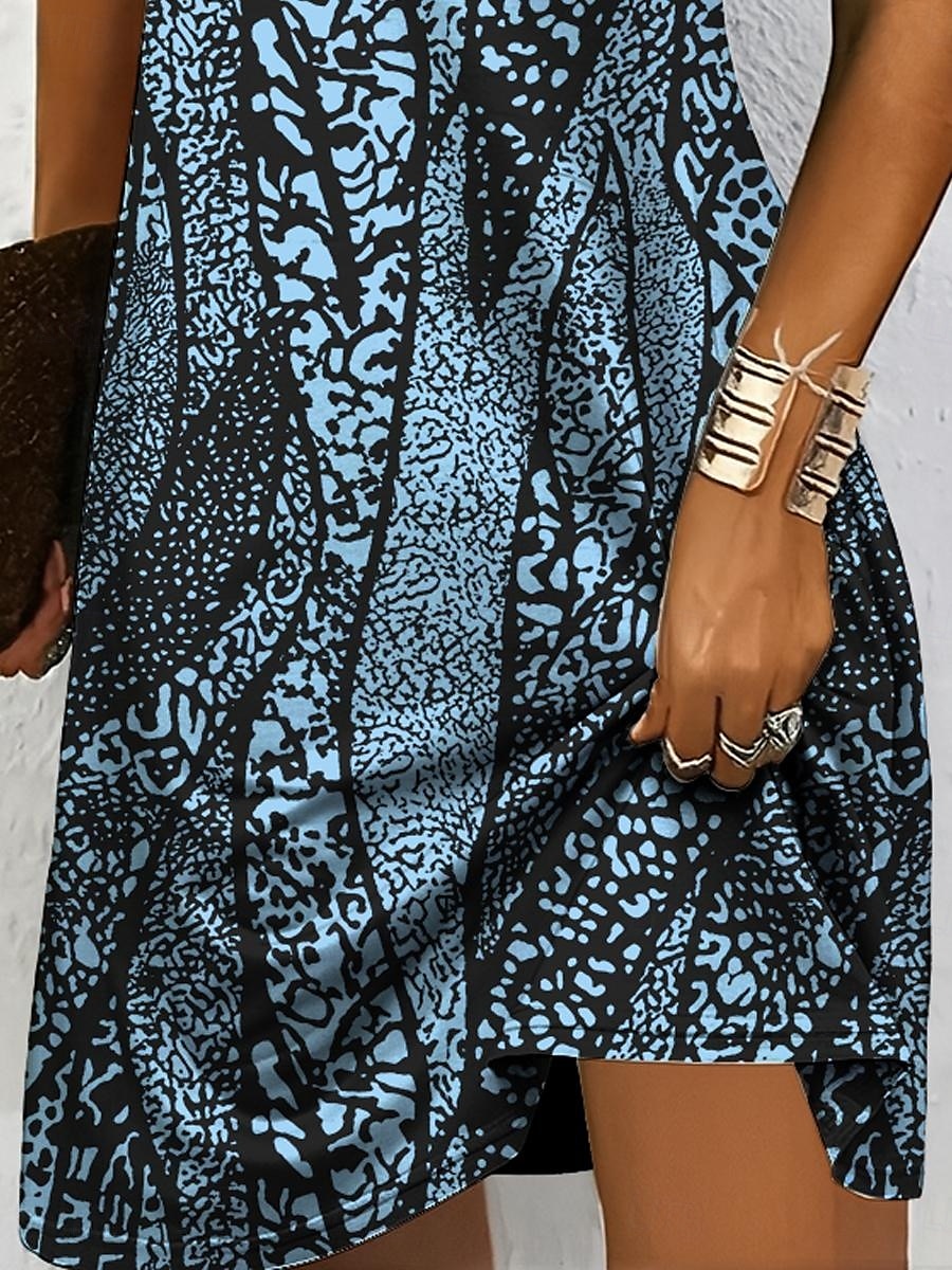 Per donna Mini Abito Vestito Estivo Abito a Maglia Vestito Casual Vestito T-Shirt Vacanza Casual Vestibilità regolare Grafico Geometrico Astratto Manica Corta Scollo a V Blu Bianco e nero Giallo Rosa del 2026 a $24.99 –P3