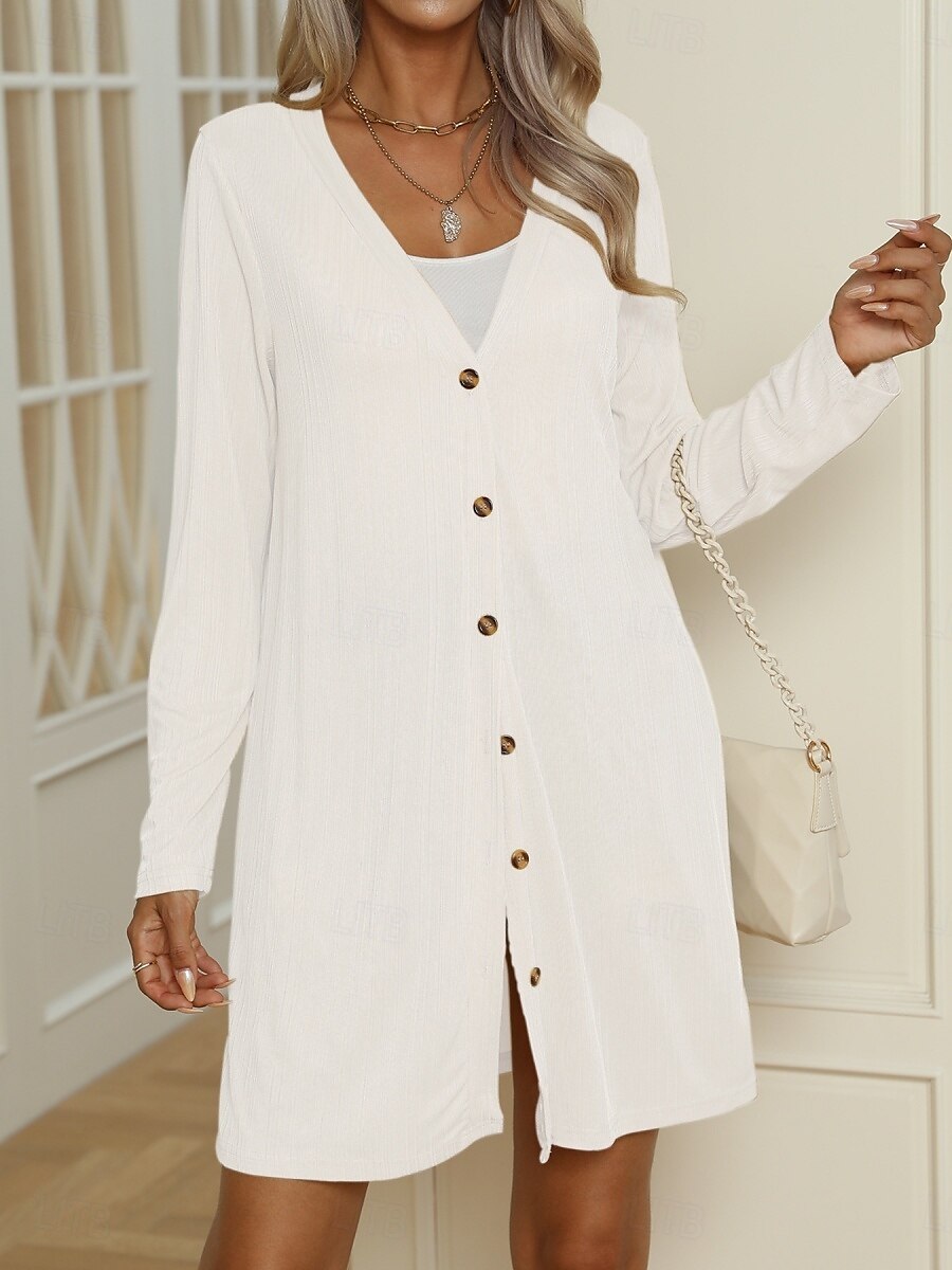 Femmes Veste Décontractée Confortable Respirant Boutons Occasionnel Uni Vacances Rue Occasionnel Tenue quotidienne Simple Boutonnage Long Col en V Coupe régulière manche longue Vêtements d'extérieur de 2025 ? $19.99 –P6