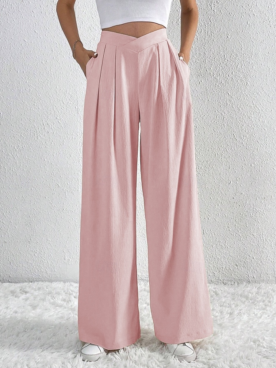 Per donna Gamba larga Pantaloni Streetwear Casual Lungo Vita Alta Semplice Traspirabilità Morbido Micro-elastico Vacanza Streetwear Abbigliamento quotidiano Nero Rosa Blu chiaro Albicocca Autunno del 2025 a $26.99 –P21