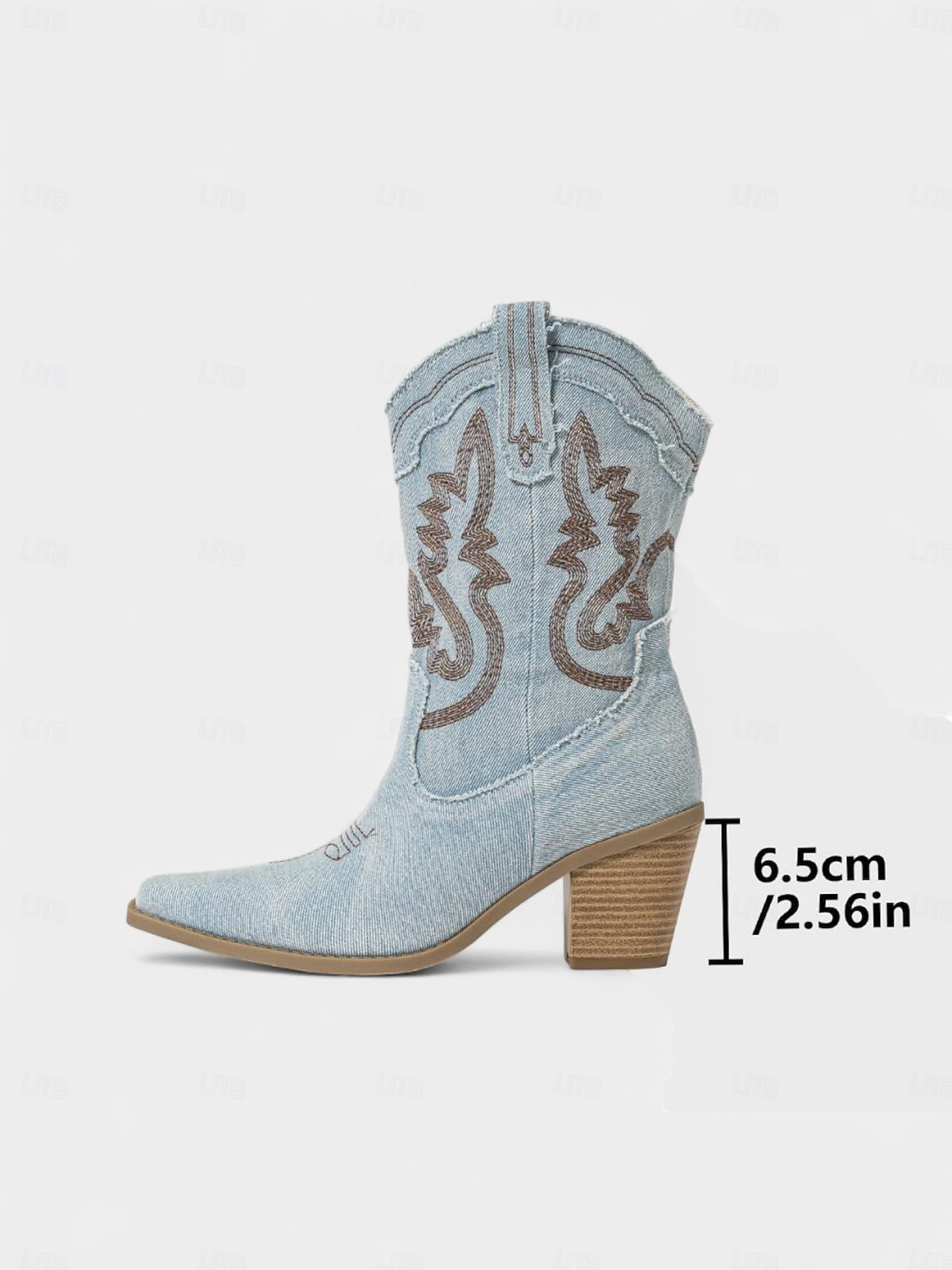 női farmer western cowboy csizma - vintage középvájjal érő hegyes orrú, hímzett, blokk sarkú bokacsizma, klasszikus amerikai cowgirl stílus country zenei fesztiválokra és rodeó partikra 2026 - $64.99 –P4