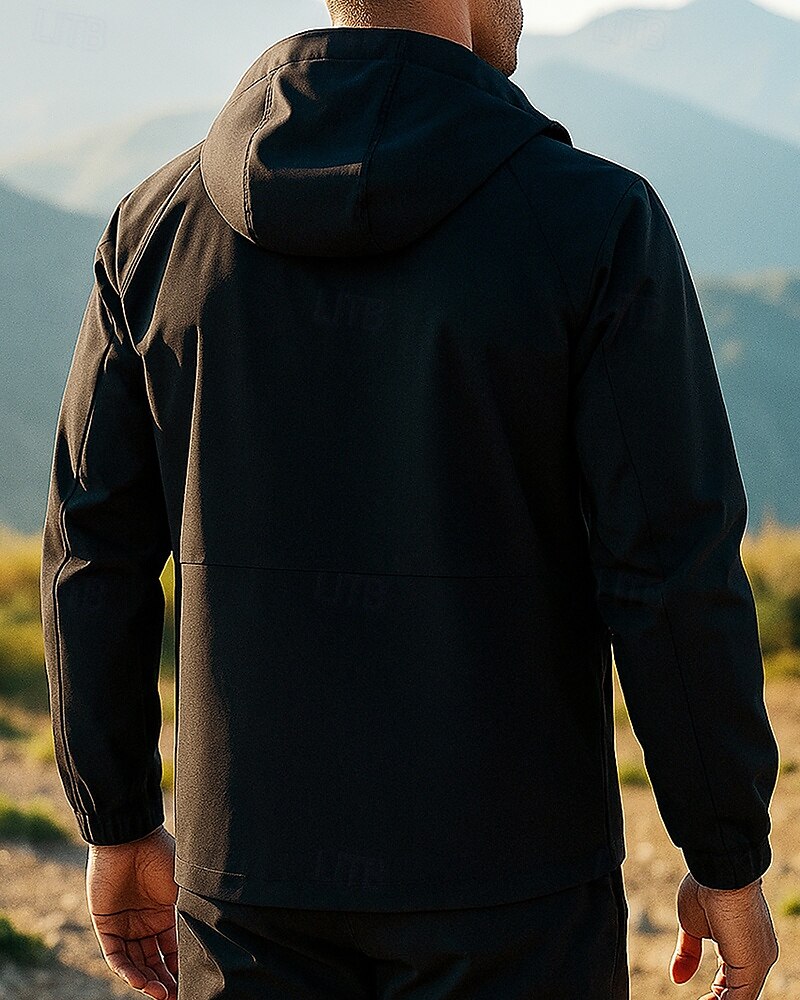 Herren Windjacke Softshelljacke Außen Wasserdicht Winddicht Wanderoutfits Wanderbekleidung Frühling Herbst Oberteil Camping / Wandern / Höhlenforschung Laufen Einfarbig Schwarz Weiß 2025 - $26.99 –P2