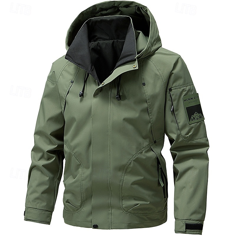 Bărbați Palton Sport Haină ploaie Μπουφάν πεζοπορίας În aer liber Casual Impermeabil Αντιανεμικό Fermoar Buzunar Primăvara & toamnă Culoare solidă Modă Șic Stradă Capișon Regulat Negru Alb Galben 2026 - $41.99 –P1