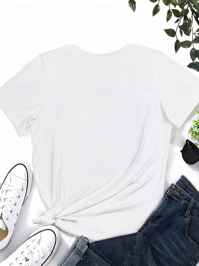 Halloween Femmes T-shirt Chemise en coton Graphique Crâne ancien Élégant Classique Manche Courte Col ras du cou Col rond Hauts Réguliers Quotidien Imprimé Blanche Été de 2025 ? $19.99 –P3