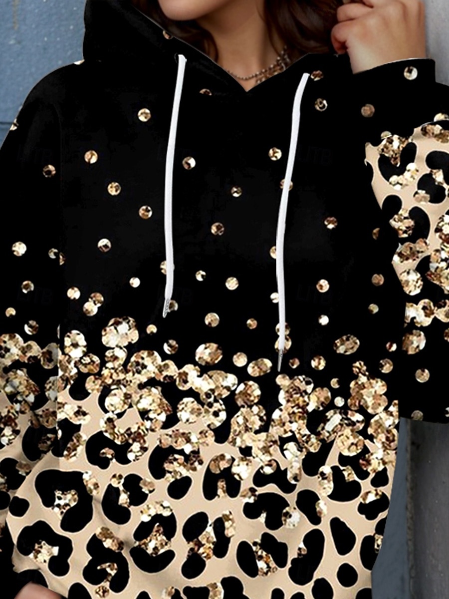 Pentru femei Hanorac cu glugă pulover Grafic Leopard Elegant Cald Activ Manșon Lung Capișon Topuri obișnuite Stradă Zilnice Casual Imprimeu Maro Primăvară Toamnă Iarnă 2025 - $24.99 –P2
