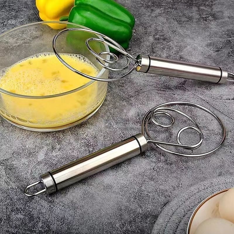 Frusta magica in acciaio inox per impastare, sbattitore a doppio anello, strumento portatile per impastare la farina, sbattitore manuale per uova e mescolatore per pastella del pane per la cottura, del 2025 a $11.99 –P6