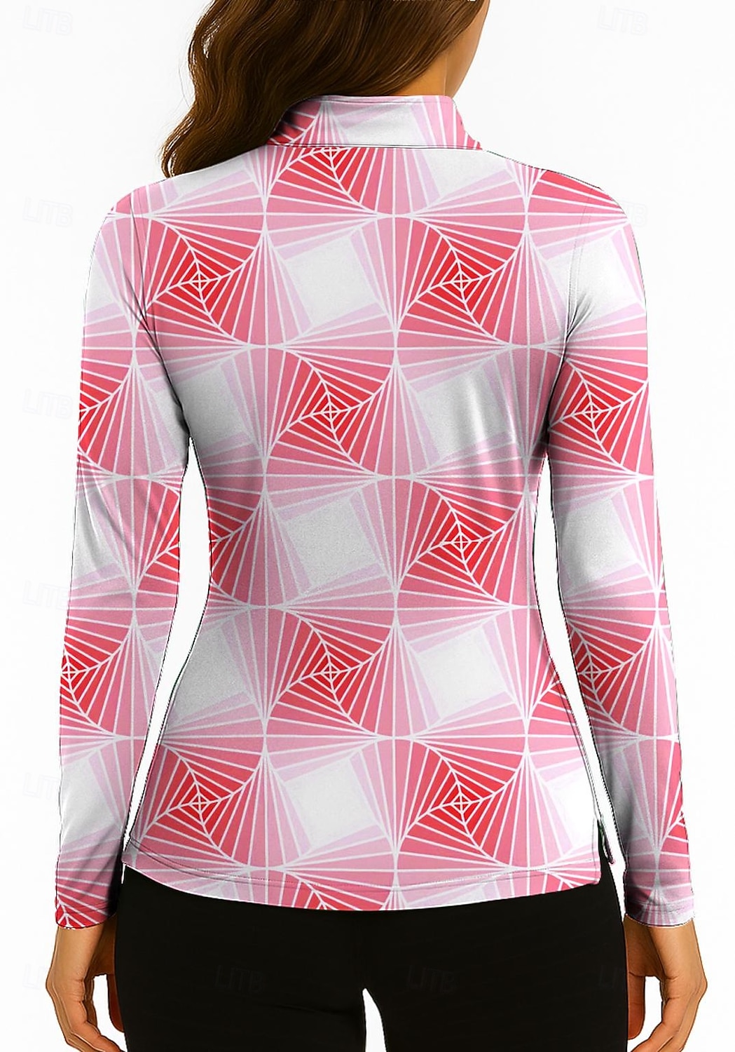 2026年 女性用 勾配 トップス ポロシャツ テニスシャツ 長袖 プリント クォータージップ Pullover UVプロテクション 弾性ある 高通気性 テニス ゴルフ ピクルスボール スタンド ジップカラー シャツ Polo ブラック イエロー ピンク テニスウェア  コレクション – $25.99 –P2