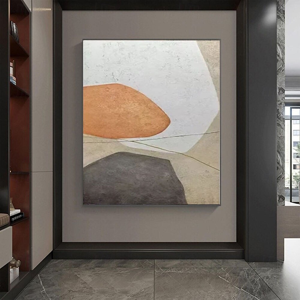 oil painting Large Handmade abstract stone orange oil painting Modern Abstract painting Geometric Composition with Warm Accents Canvas Painting for bedroom living room artwork 2025 - $141.99 –P4