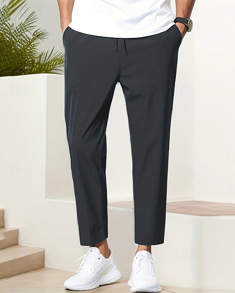 Herre Mager Bukser Uformelle bukser Lomme Elastisk midje Snorer عادي Komfort Ankel-lengde Sport & Utendørs Daglig Mote Fritid Svart Navyblå Mikroelastisk 2026 - $18.99 –P2