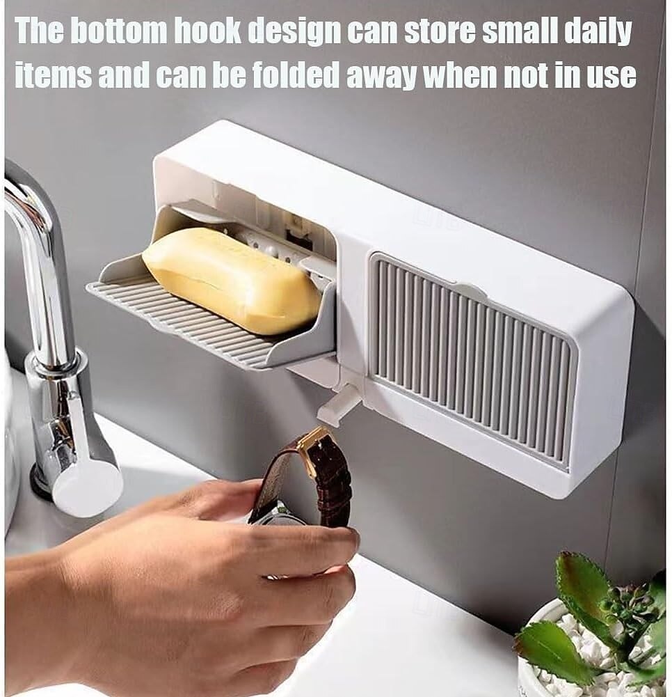 Wall-Mounted Soap Holder Dust-Proof Adhesive Bar Soap Dish with Hooks Plastic Soaps Box Tray for Bathrooms, Showers and Kitchens 2025 - $7.49 –P4