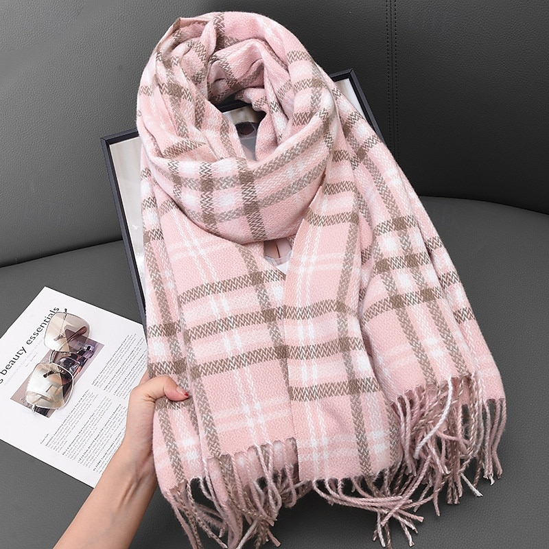 Foulard Rectangulaire Femmes Rue Quotidien Date Noir Jaune Écharpe Plaid de 2025 ? $21.99 –P7