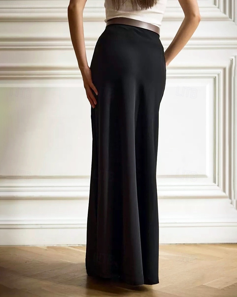 Femmes Jupe Moulant Mode Maxi Taille Basse Jupes Uni Micro-Élastique Soirée Rue Noir Blanche Kaki Gris Claire Automne Polyester de 2025 ? $22.99 –P7