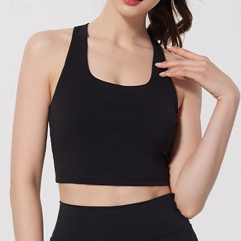 Femmes Débardeurs d'entraînement Soutien-Gorges de Sport Sous-vêtement Séchage Rapide Supports élevés Respirant Sans-Fil Rembourré Couleur Unie / Unie Sport Tenues de Sport Noir Jaune Salle de sport de 2025 ? $22.99 –P19