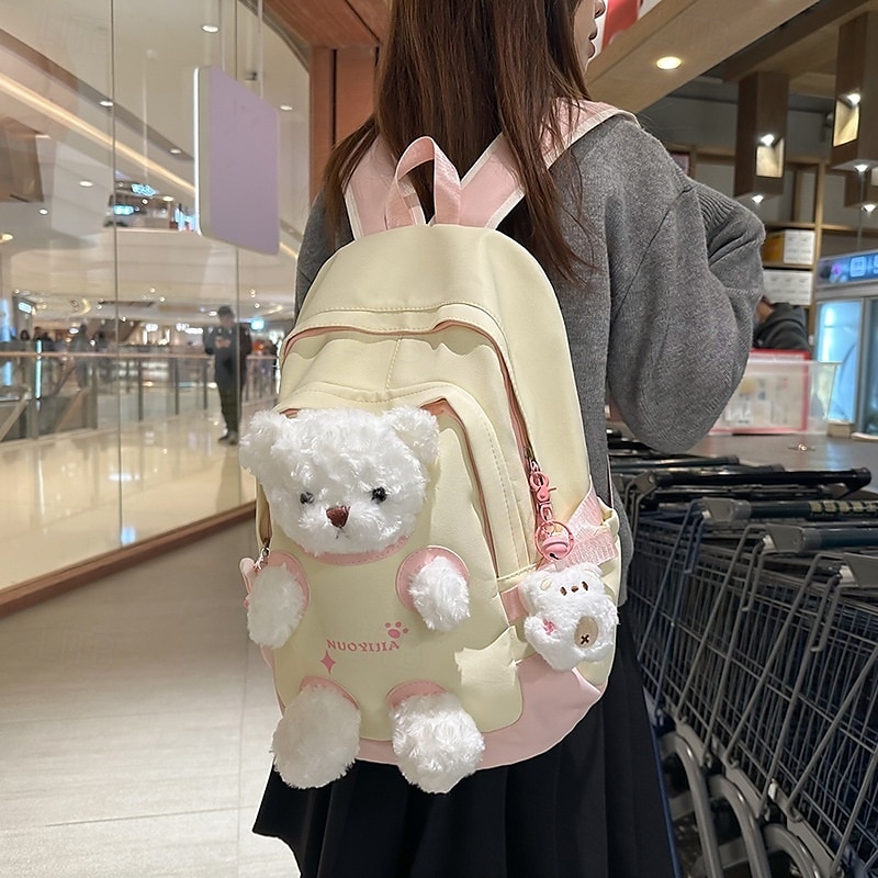 Sac à dos d'école jaune et rose pour filles avec motif ours en peluche, joli sac léger pour les élèves de maternelle et du primaire de 2025 ? $34.99 –P3