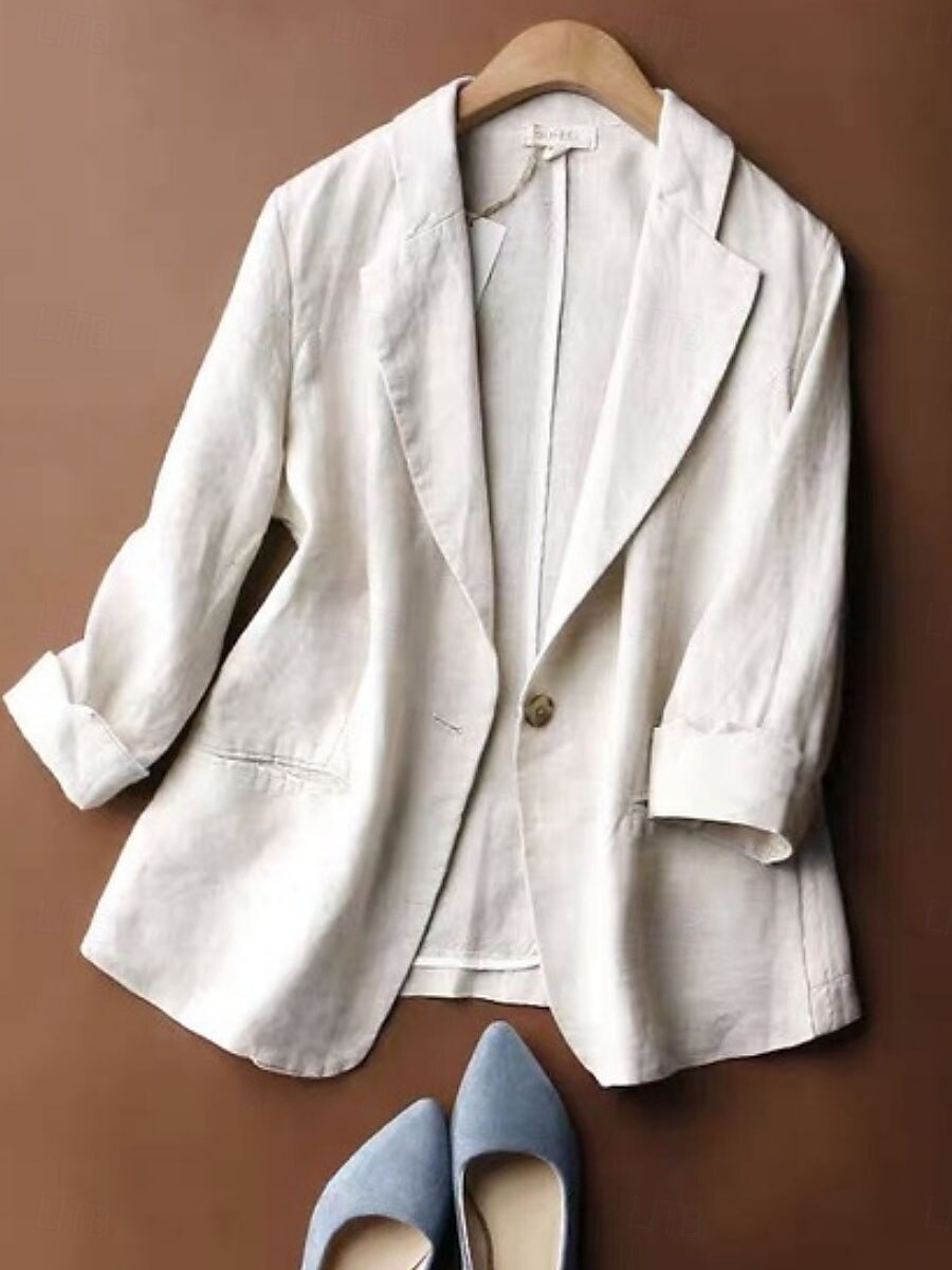 Femmes Blazer Confortable Respirant Avec Poches Occasionnel Uni Bureau Rue Occasionnel Tenue quotidienne Simple Boutonnage Régulier Col Rabattu Coupe régulière manche longue Vêtements d'extérieur de 2025 ? $32.99 –P1