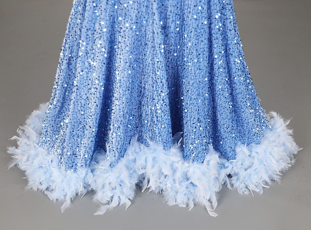 Robe de soirée sirène  trompette élégante robe formelle bal traîne balayage  brosse sans manches col rond sequin dos nu avec applications en sequins de 2025 ? $404.89 –P3