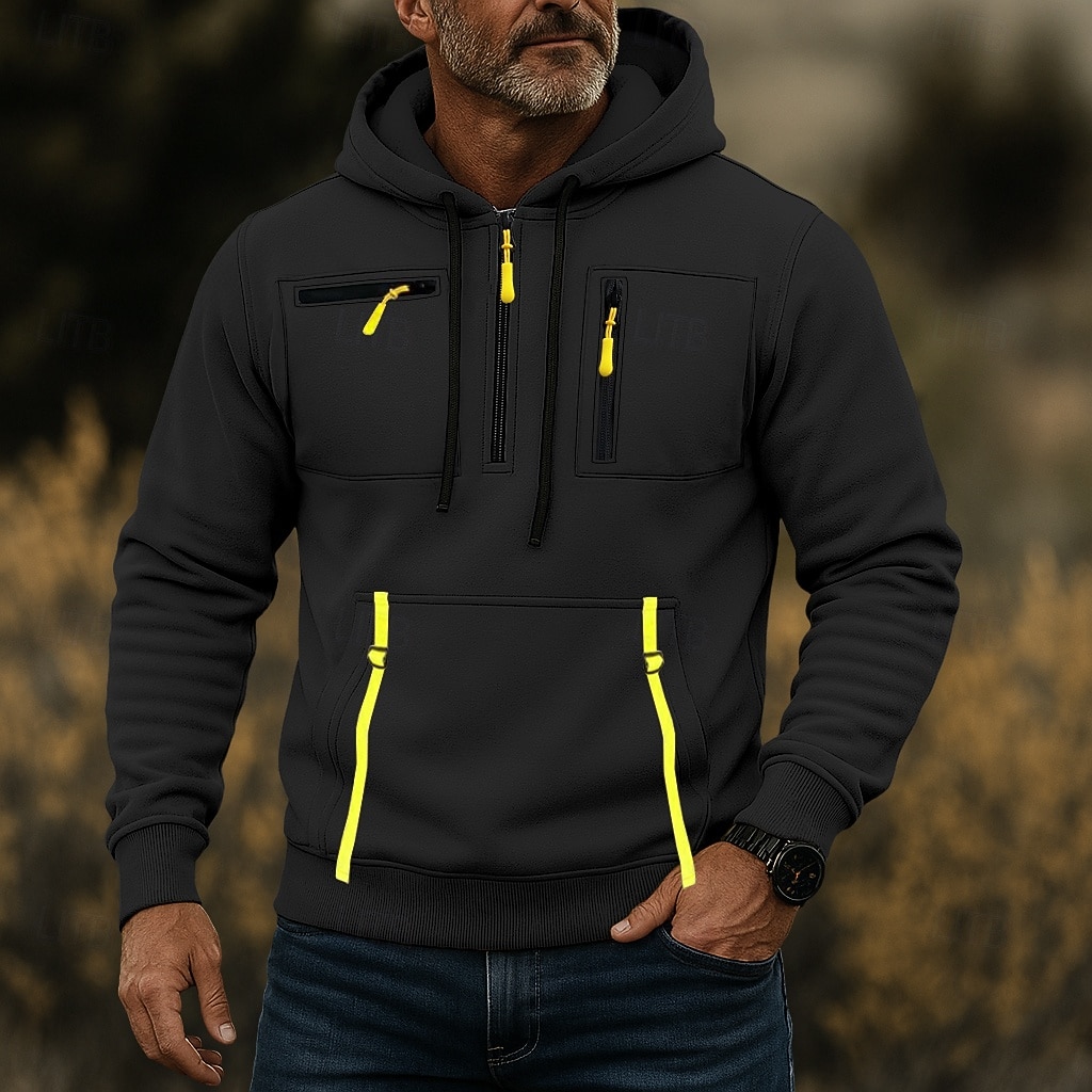 Hombre Sudadera Sudadera con capucha y cremallera de un cuarto Sudadera táctica con capucha Negro Verde Ejército Azul Marino Caqui Gris Claro Con Capucha Plano Cremallera Deporte Casual Diario Ropa 2025 - $23.99 –P5