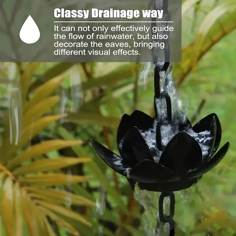 Corrente coletora de chuva de lótus dourada de 47 polegadas para calhas externas com adaptador para fluxo de água eficiente &Protetor de calha anti-respingos para decoração de jardim, drenagem de de 2025 por $46.99 –P12
