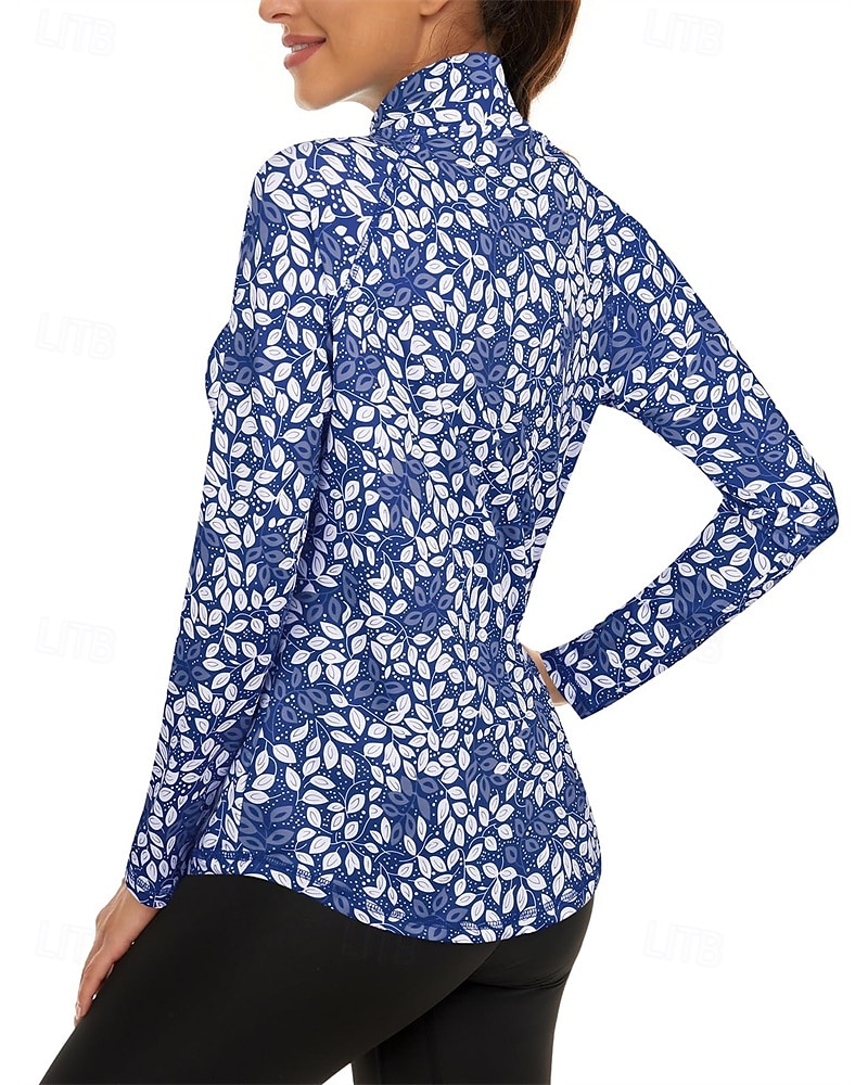 Γυναικεία Άνθινο Φανέλα POLO Πουκάμισο τένις Μακρυμάνικο Στάμπα Τρίμηνο φερμουάρ Pullover Προστασία UV Ελαστικό Αναπνέει Τέννις Γκολφ Pickleball Γιακά με φερμουάρ Πουκάμισο Polo Ροζ Μπλε Γκρίζο 2025 - $28.99 –P8