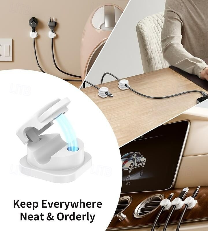 12 kpl magneettisia kaapelikiinnikkeitä työpöydän johdon järjestäjä auton johdonpidike latauskaapelin hallintapidikkeet usb-kuulokkeille puhelimen laturin pistokkeen johdonpidike 2025 - $9.49 –P6