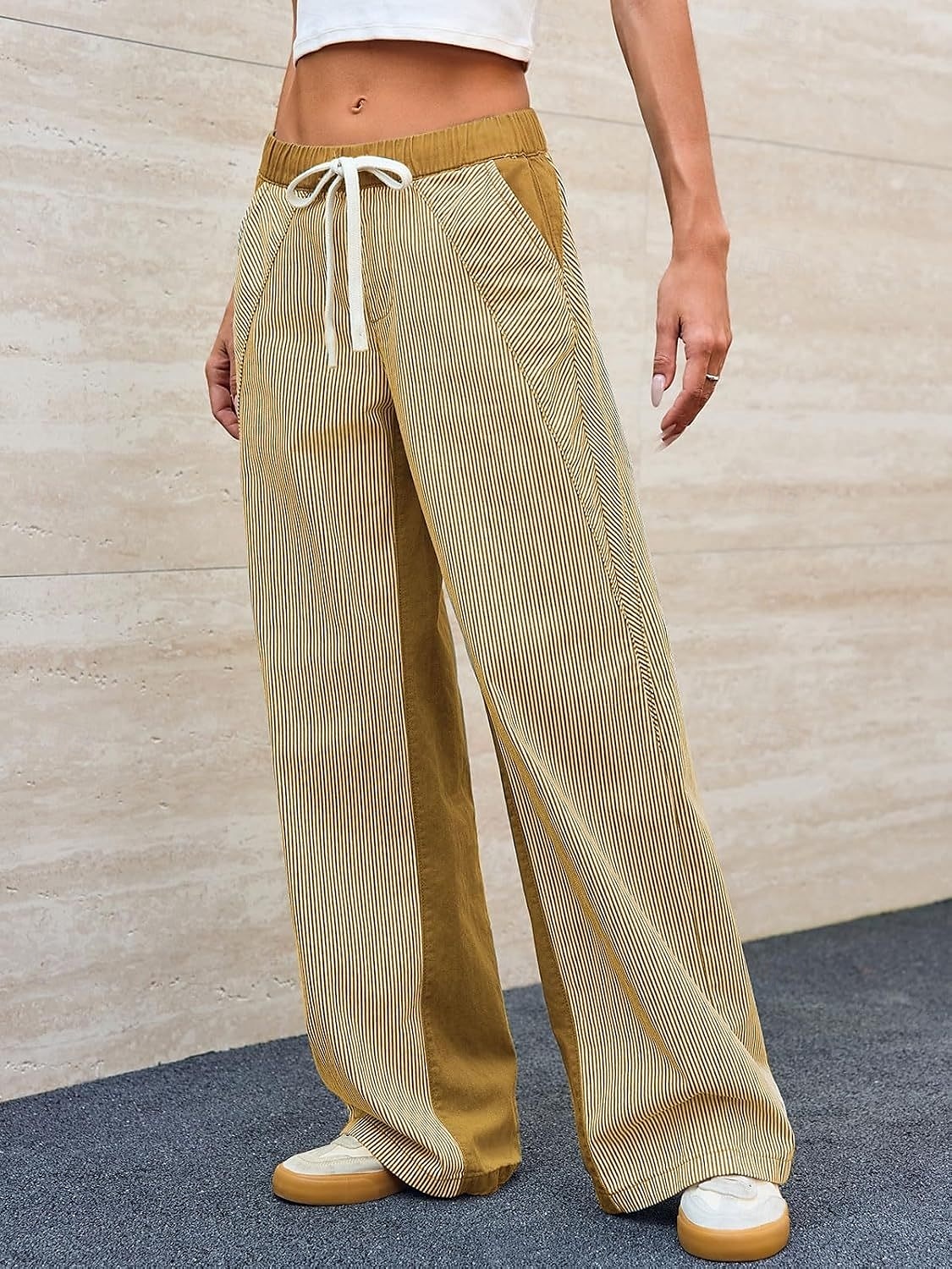 dam bomullsblandad denim culottes vida ben semester vintage snygg full längd medelhög midja randig lapptäcke randig bekväm oelastisk utomhus semester hem marinblå jordgul svart armégrön 2025 - $44.99 –P12
