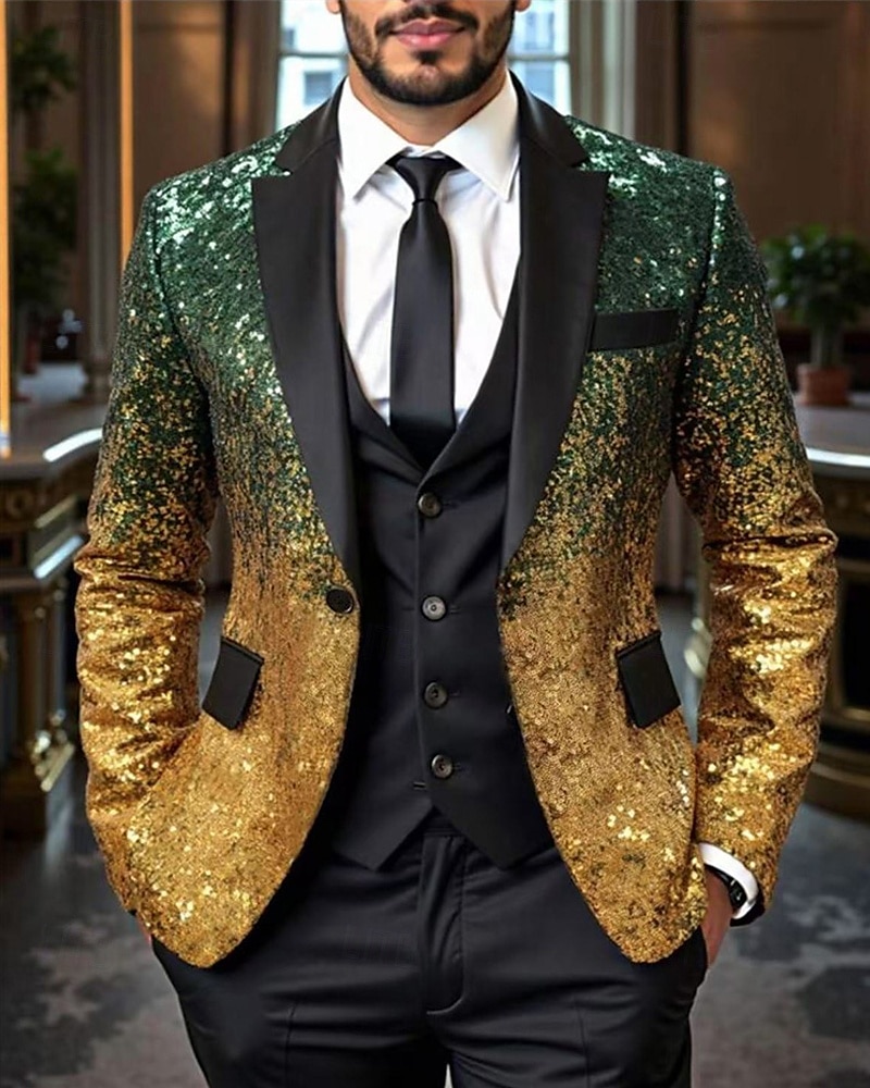 Homens Blazer O negócio Coquetel Festa de Casamento Moda Casual Primavera Outono Poliéster Gradiente Bolsos Botões Confortável Não Trespassado Jaqueta esporte Prata Azul Verde Escuro Roxo de 2025 por $67.99 –P1
