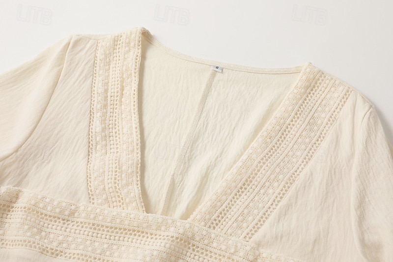 Pentru femei Rochii Midi Rochie Boho Rochie occidentală Modă În aer liber Vacanță Concediu Fit regulat Simplu Manșon Lung În V Caisă Vară 2025 - $28.99 –P6