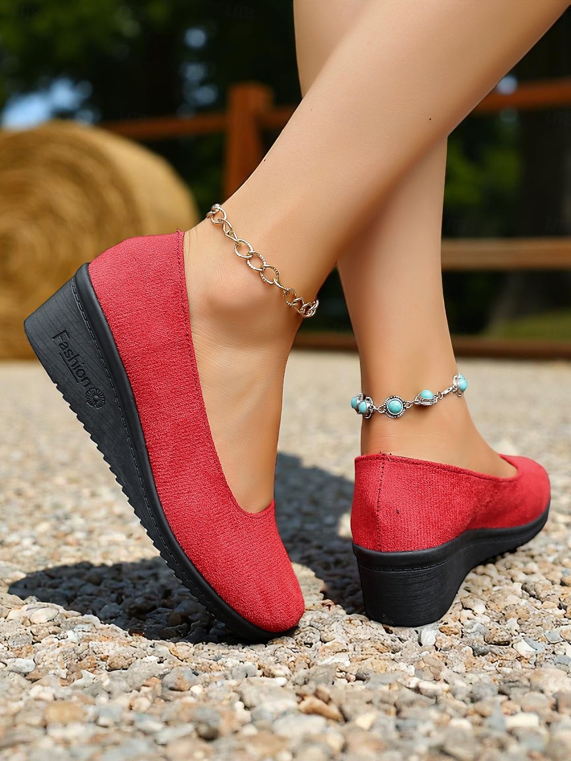 Sapatos femininos vermelhos de salto baixo e salto baixo – calçados leves e confortáveis para festas no pátio, reuniões no jardim e estilo cotidiano de 2026 por $24.99 –P5