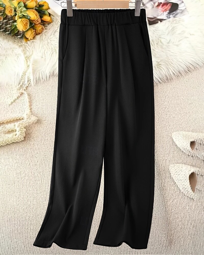 Per donna Gamba larga Pantaloni Eleganti Moda Streetwear Lunghezza intera Naturale Semplice Tasca Elastico in vita Confortevole Formale Ufficio Uscire Grigio Nero Autunno Vestibilità regolare del 2025 a $19.99 –P2