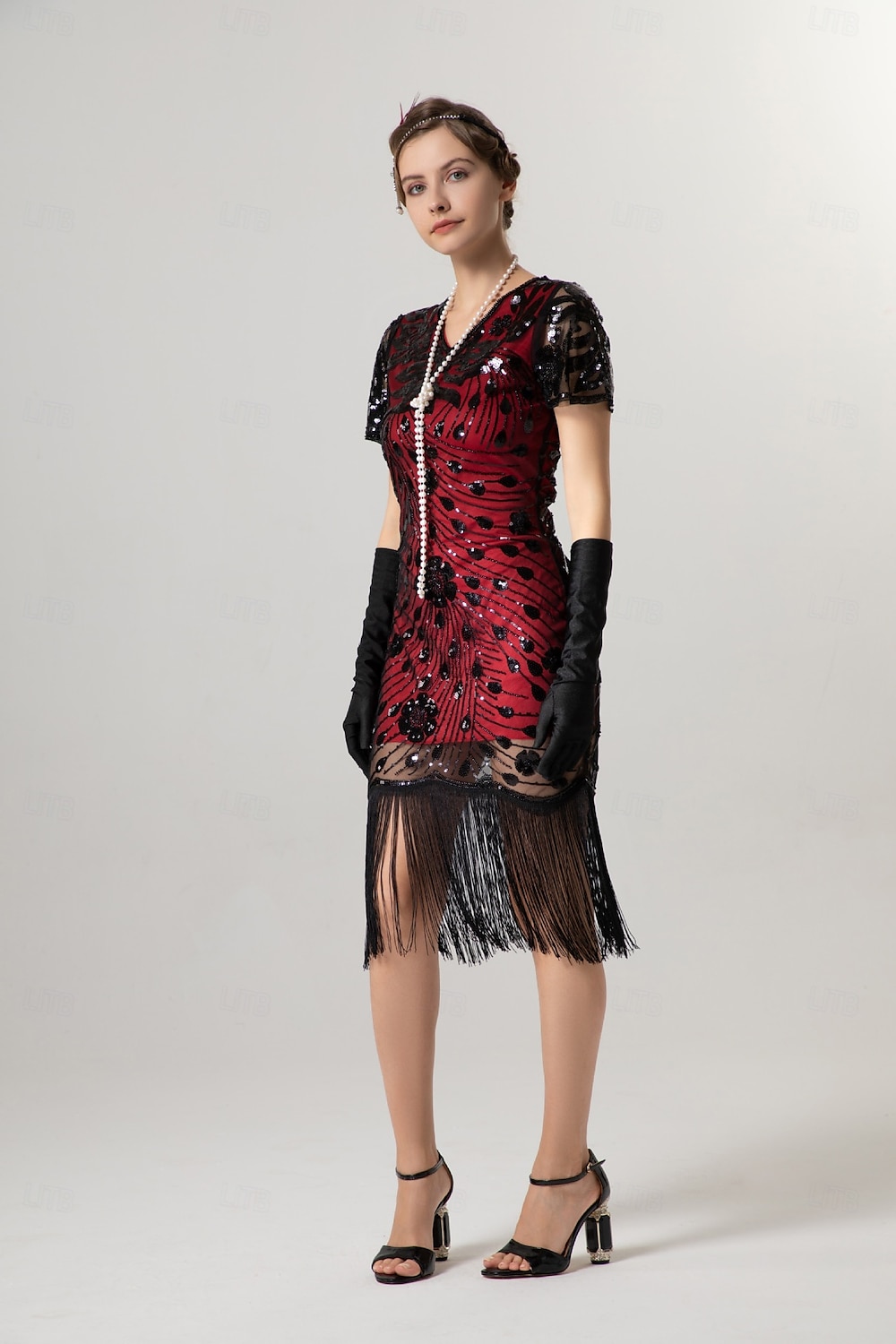 Retro Vintage Goldene Zwanziger 1920er Midlänge Flapper Kleid Cocktailkleid Der große Gatsby Flapper-Mädchen Pailletten Fransen V Ausschnitt Damen Weihnachten Halloween Karneval Hochzeit 2025 - $47.99 –P11