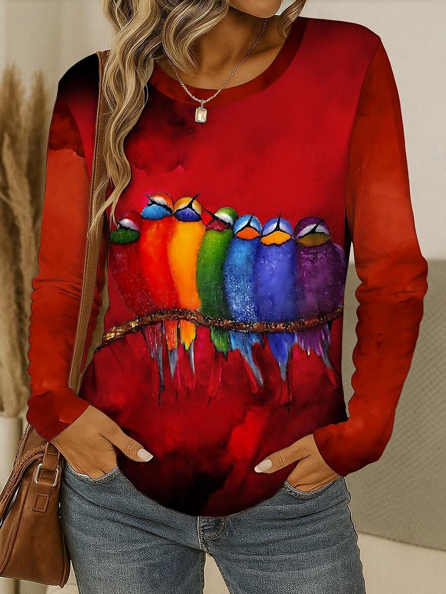 Paște Pentru femei Tricou Ombre Grafic Animal Epocă Stilat Clasic Manșon Lung Stil Nautic Rotund Topuri obișnuite Zilnic Imprimeu Roșu-aprins Albastru piscină Trifoi Gri Vară Primăvară Toamnă 2025 - $22.99 –P4