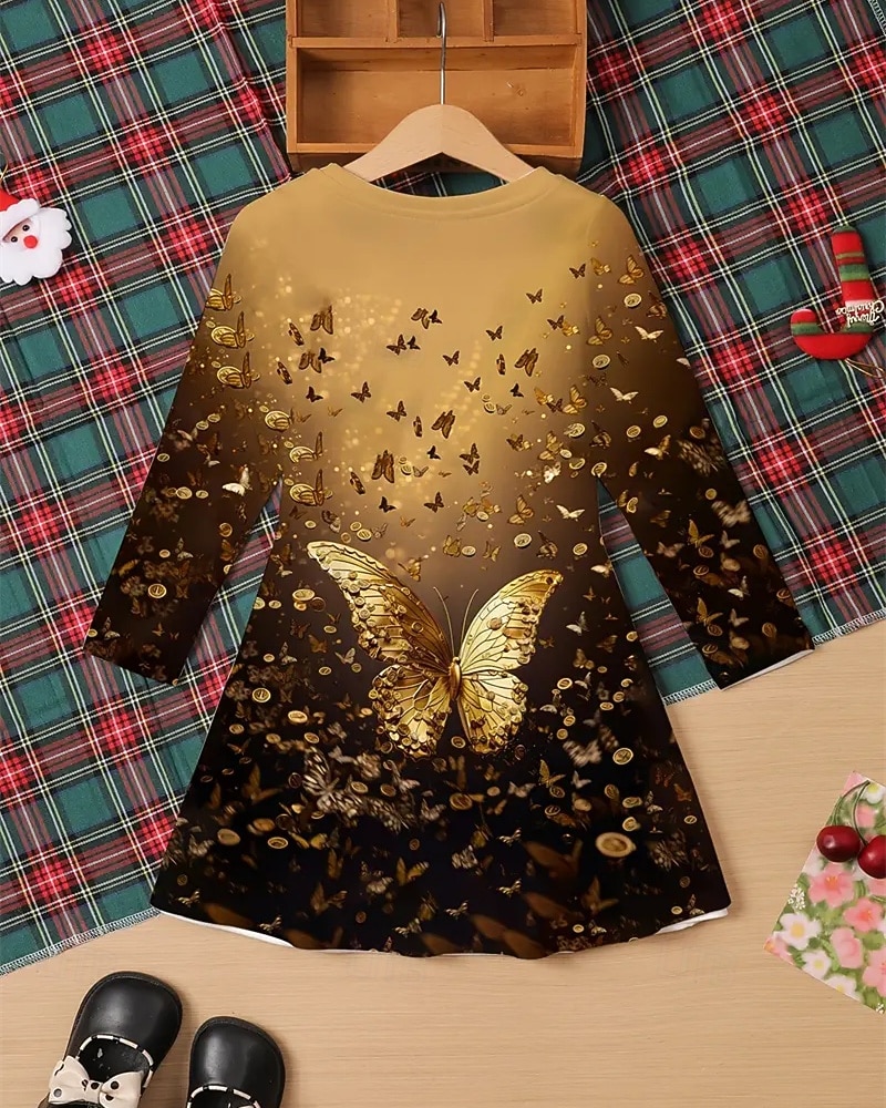 Dziewczyny ' 3D Motyl Sukienka Długi rękaw Lato Wiosna Urlop Codzienny Święto Księżniczka Piękny Słodkie Dzieci 4-12 lat Codzienne sukienki Sukienka A line Do kolan Regularny 2025 - $16.99 –P4