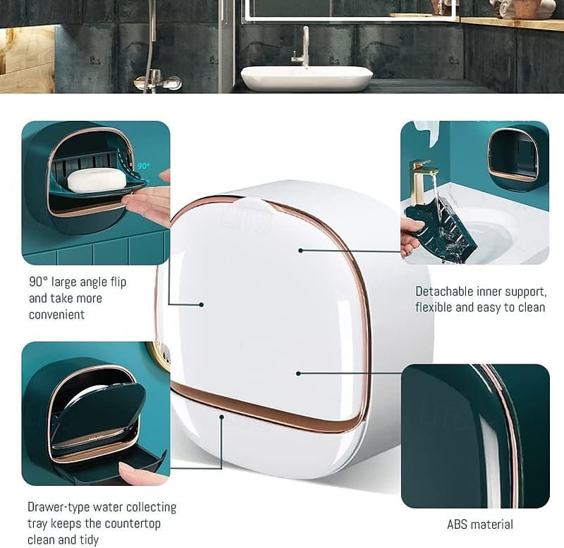 Luxury Soap Holder with Drain Tray Wall Mounted Design No Drilling Required Stylish Soap Storage Box for Bathroom Convenient Water Draining Tray for Bar Soap and Laundry Use 2025 - $9.99 –P4