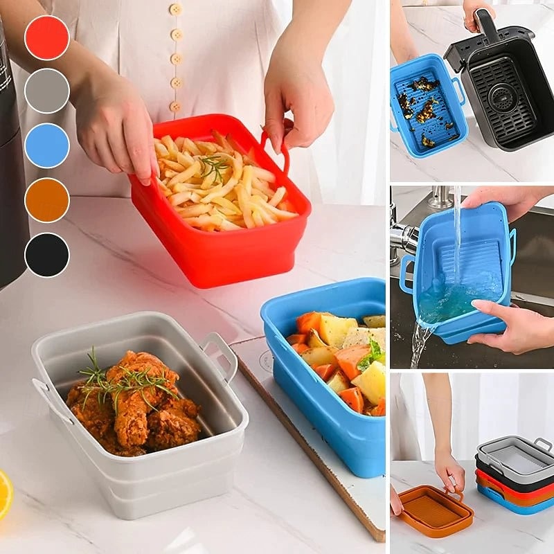 Foldable Air Fryer Silicone Baking Tray Reusable Non Stick Heat Resistant Kitchen Mat for Cooking Roasting Grilling Dishwasher Safe Accessory for Home Baking Use 2025 - $21.99 –P12