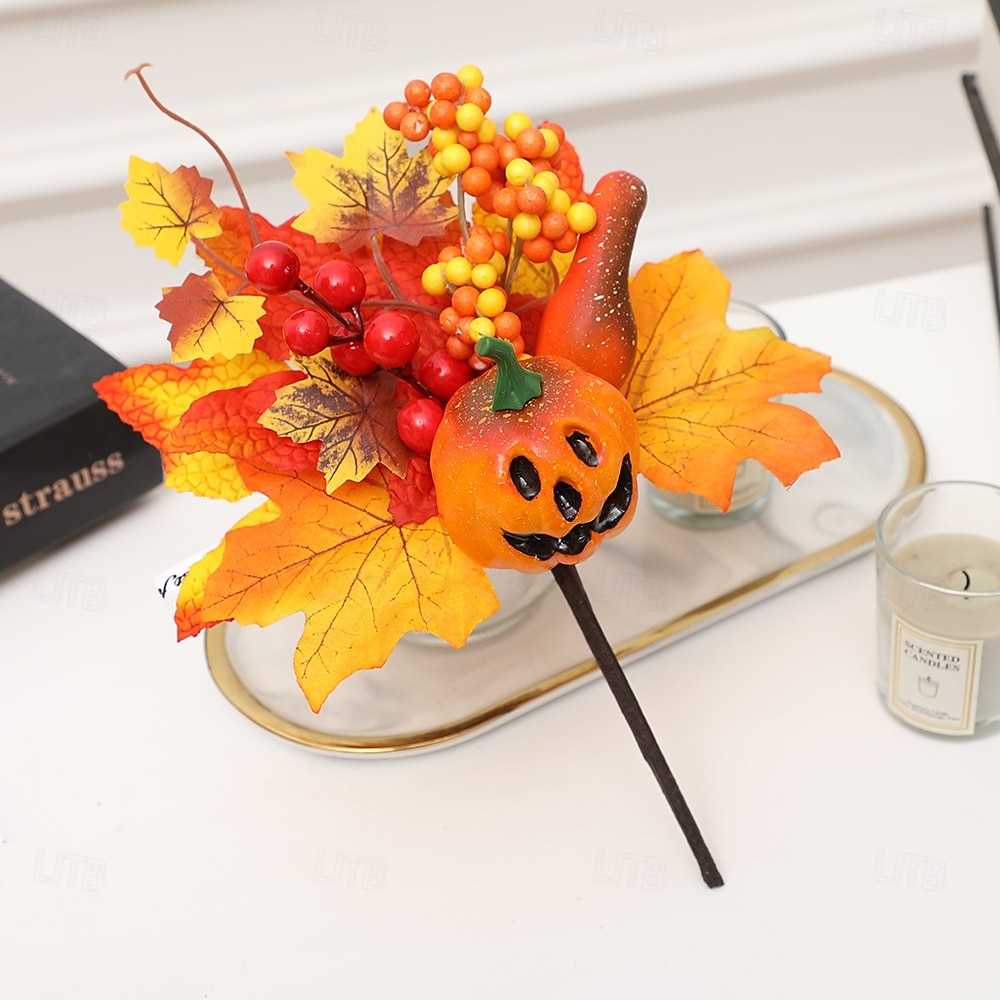 Φθινοπωρινό στολίδι για το Halloween με φύλλα σφενδάμου, κολοκύθα, κουκουνάρια και κόκκινα μούρα για διακόσμηση φθινοπωρινού φεστιβάλ συγκομιδής, τρομακτική σκηνή για το Halloween, φθινοπωρινά 2025 - $3.49 –P8