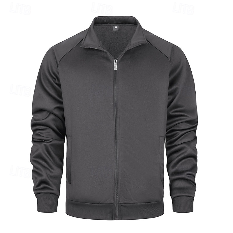 Per uomo Giacca in Pile Giacca Casual Vacanza Quotidiano Traspirabilità Tasca Primavera Autunno Semplice Moda Classico Collo alla coreana Regolare Nero Cachi Verde militare Grigio Giacca del 2025 a $29.99 –P13