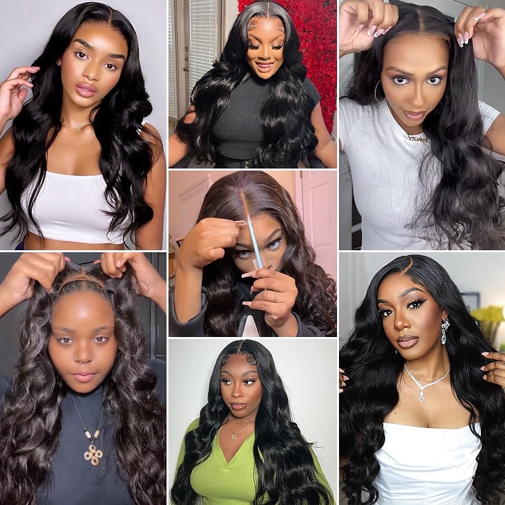 Use e vá peruca sem cola cabelo humano pré-arrancado pré-cortado 4x4 hd onda do corpo perucas de renda frontal cabelo humano 180% densidade perucas com cabelo de bebê cabelo humano virgem brasileiro de 2025 por $126.99 –P1