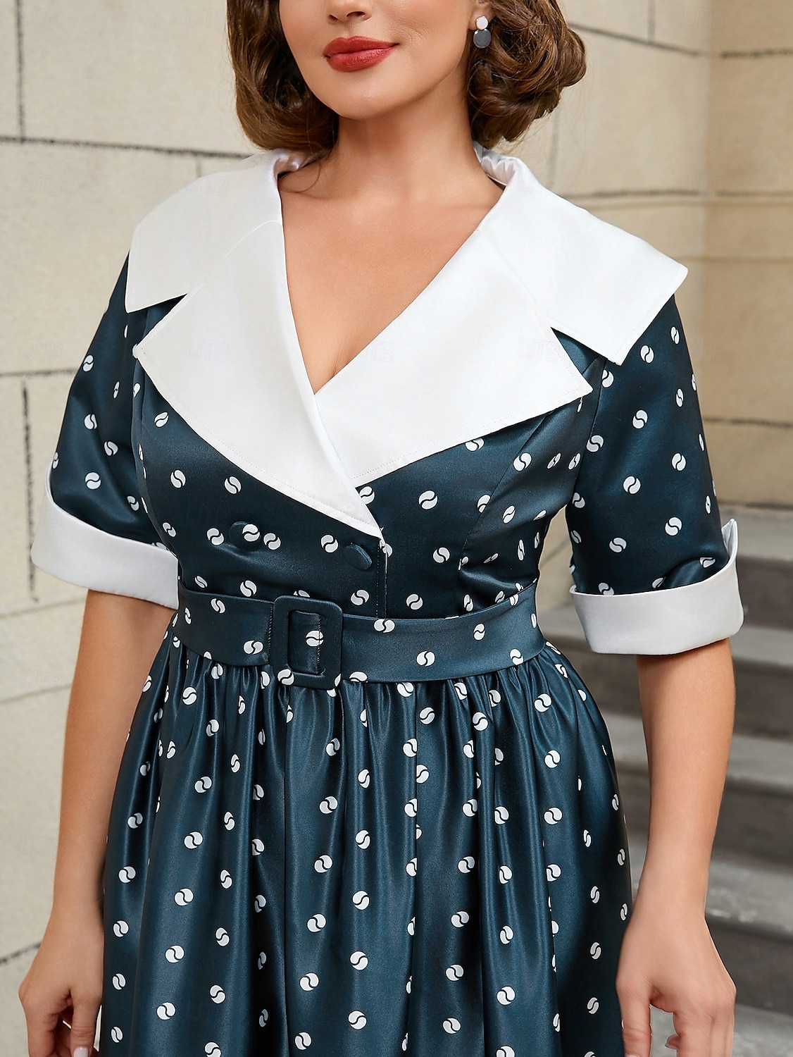 Retro 50. léta Rockabilly Polední A-Line šaty Flare šaty Větší velikosti Puntíky A-Linie Dámské Dovolená Párty a večer Retro tematická párty Dospělí Šaty Jaro léto 2025 - $53.99 –P6