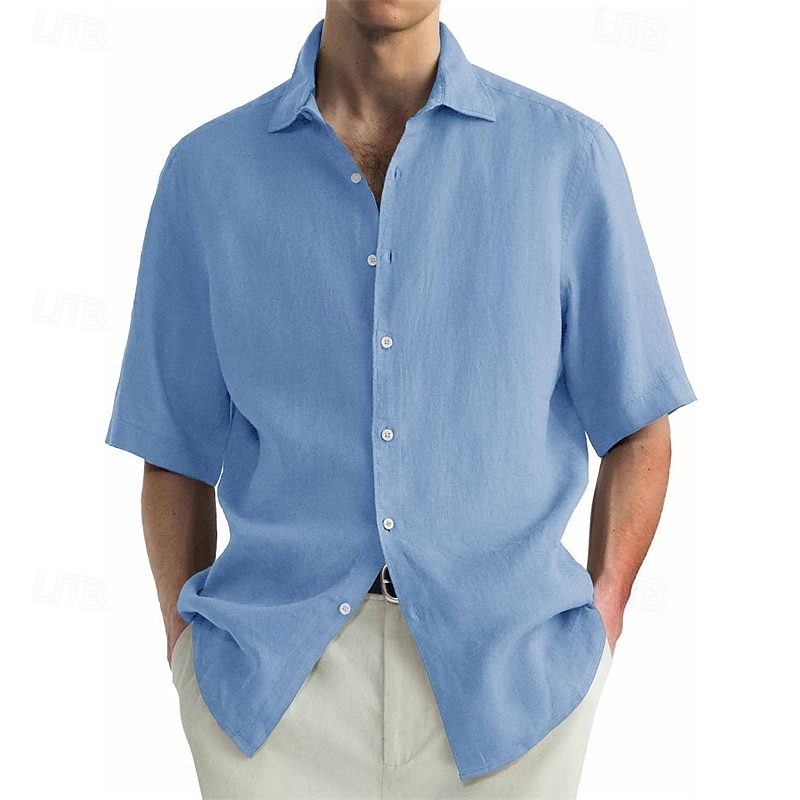 Herren Hemd Sommerhemd Freizeithemd Strandhemd Knopfhemd Schwarz Weiß Hellgrün Rosa Wein Kurzarm Einfach Revers Urlaub Hawaiianisch Bekleidung 100% Baumwolle Mode Lässig Bequem 2025 - $25.99 –P5