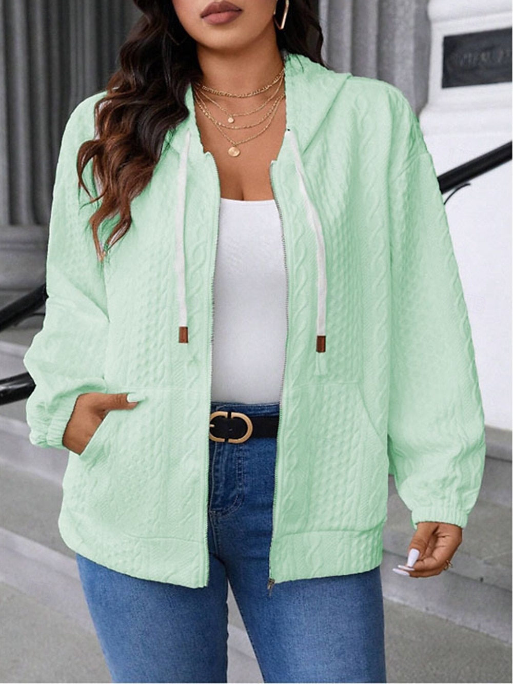 Femmes Veste Décontractée Confortable Respirant Avec Poches Mode Occasionnel Uni Occasionnel Tenue quotidienne Régulier À capuche Coupe régulière manche longue Vêtements d'extérieur Bleu Ciel Noir de 2025 ? $24.99 –P8