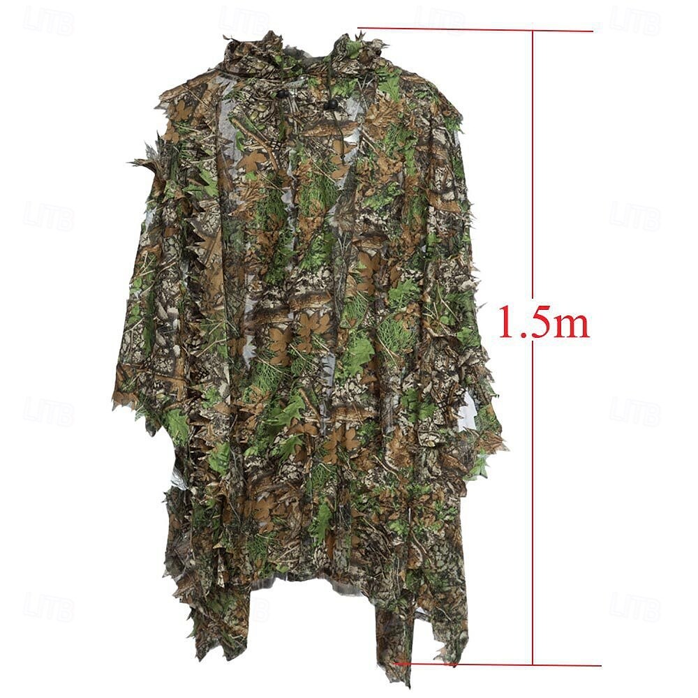 Mantello mimetico 3D con foglia d'acero, design taglia unica, cappuccio in rete, perfetto per attività all'aperto, birdwatching, caccia, giochi stealth del 2025 a $39.99 –P2