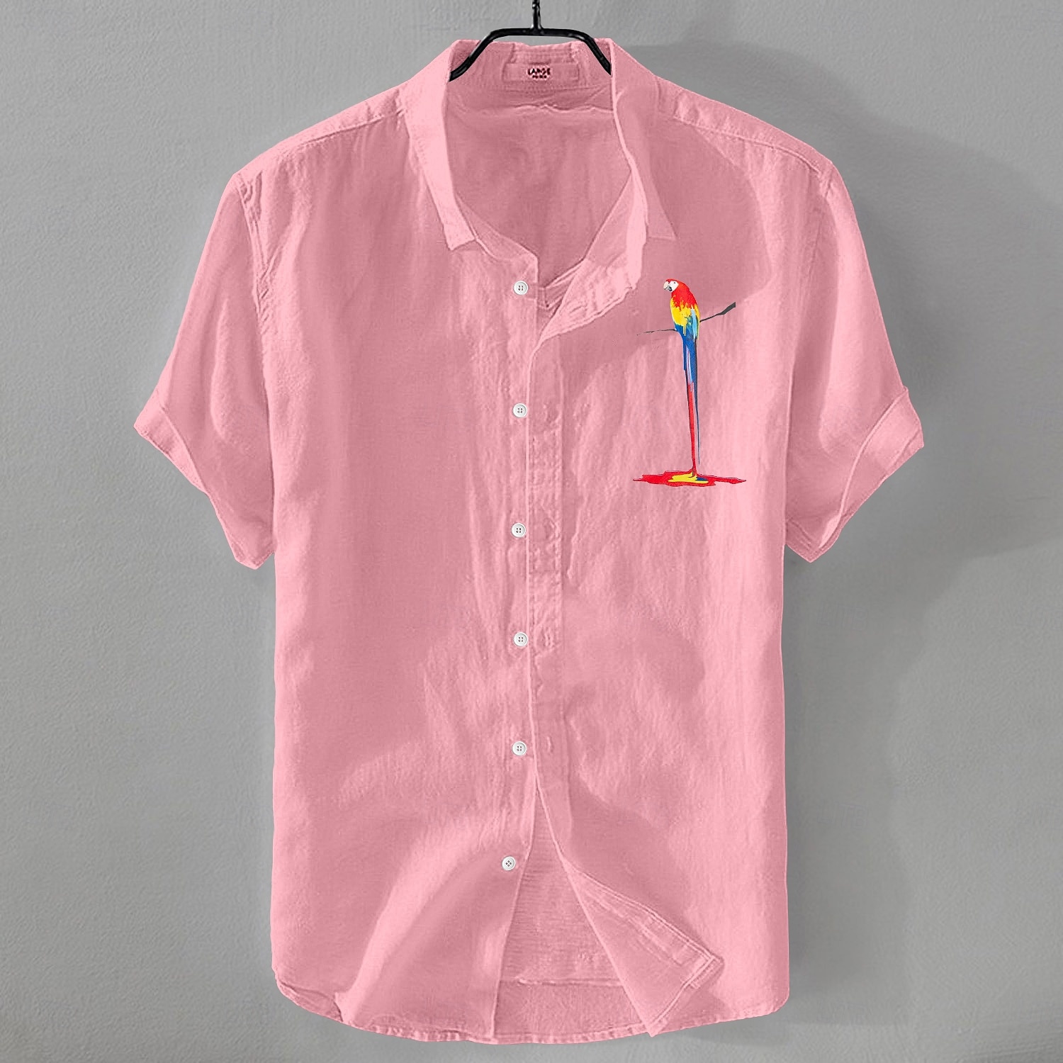 Hombre Camisa Camisa de lino Camisa de verano Camisa de playa Abotonar la camisa Pájaro Vacaciones Casual Negro Blanco Rosa Azul Piscina Manga Corta Cuello Vuelto Verano Ropa 2025 - $21.99 –P2