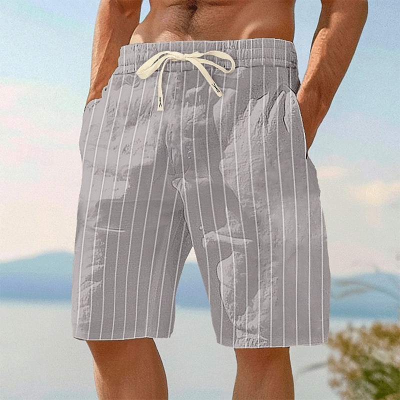 Per uomo Shorts Shorts di Lino Pantaloncini Estivi Shorts da Spiaggia Elastico in vita Coulisse A righe Comodità Traspirante Lunghezza al ginocchio All'aperto Casuale Quotidiano Vacanza Moda Nero del 2025 a $18.99 –P8