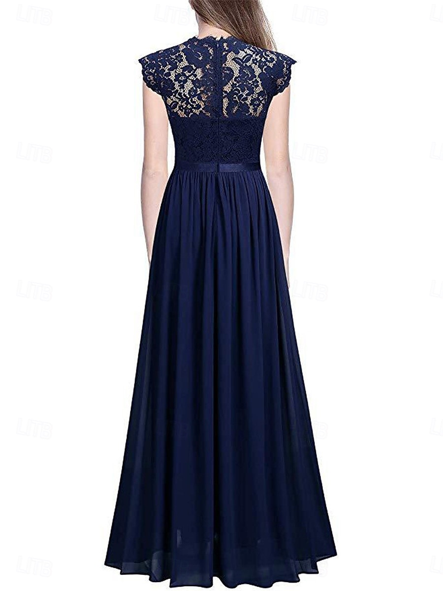 Pentru femei Rochie Lunga Rochie Maxi Rochie de dantela Rochie de Cocktail Rochie pentru invitata de nunta Șifon Elegant Modă Modern În aer liber Petrecere cu cocktail Fit regulat Simplu Manșon scurt 2025 - $27.99 –P17
